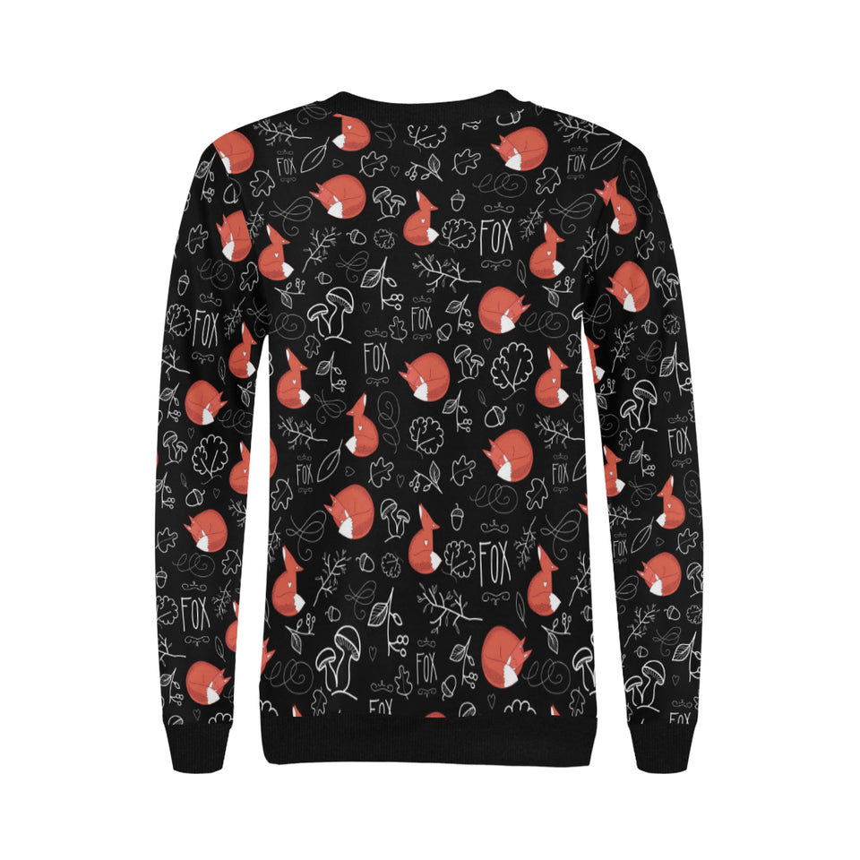 fox sleeping fox pattern Women's Crew Neck Sweatshirt