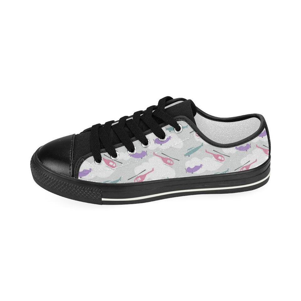 Helicopter plane pattern Kids' Boys' Girls' Low Top Canvas Shoes Black
