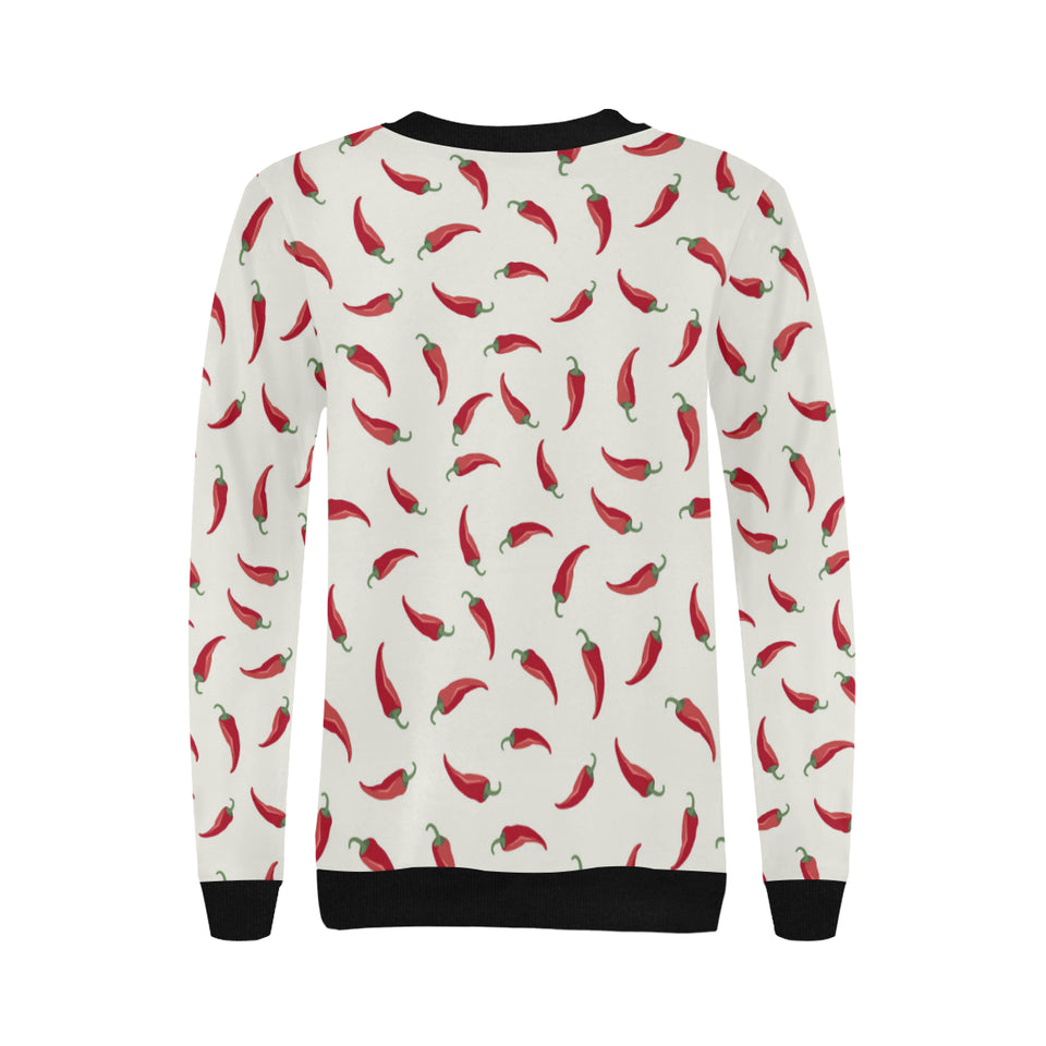 Chili peppers pattern Women's Crew Neck Sweatshirt