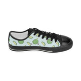 Durian pattern blue background Kids' Boys' Girls' Low Top Canvas Shoes Black