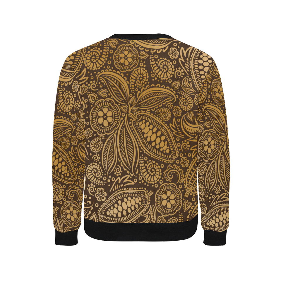 cacao beans tribal polynesian pattern background Men's Crew Neck Sweatshirt