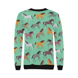 Colorful horses pattern Women's Crew Neck Sweatshirt