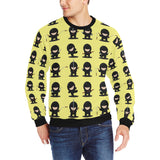 Cute ninja yellow background Men's Crew Neck Sweatshirt