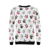 French bulldog cup paw pattern Women's Crew Neck Sweatshirt