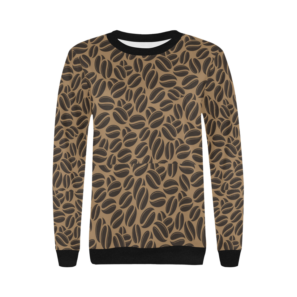 Coffee bean on brown background Women's Crew Neck Sweatshirt
