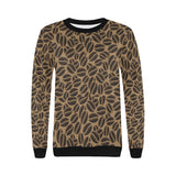 Coffee bean on brown background Women's Crew Neck Sweatshirt
