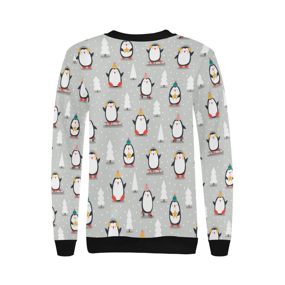 Cute Penguin christmas pattern Women's Crew Neck Sweatshirt