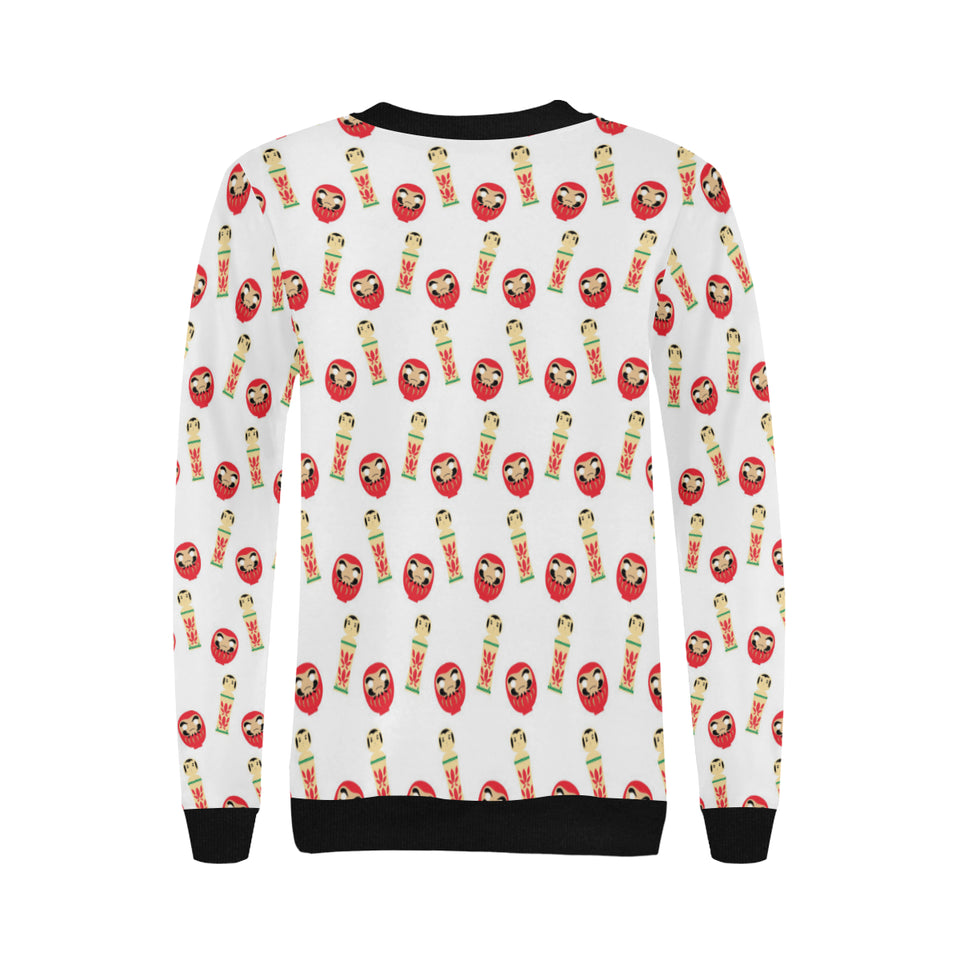 Daruma japanese wooden doll Women's Crew Neck Sweatshirt