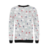 Airplane cloud grey background Women's Crew Neck Sweatshirt