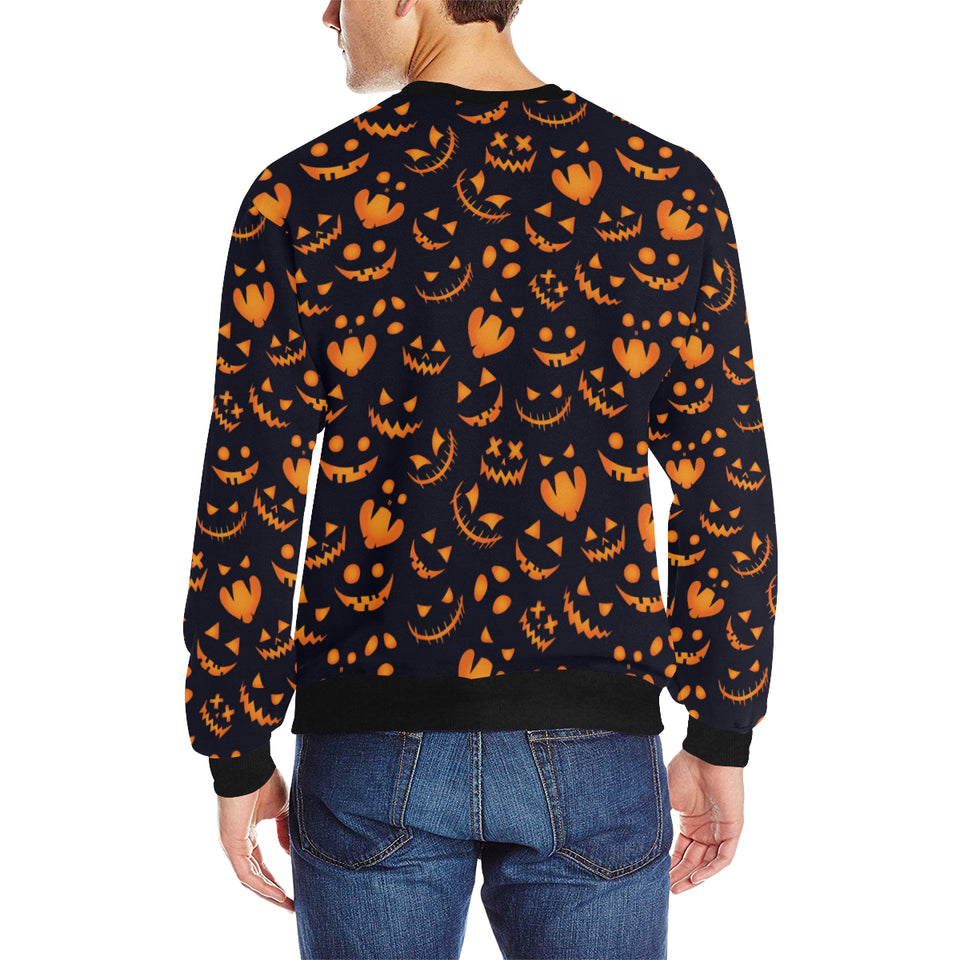 Halloween pattern Pumpkin background Men's Crew Neck Sweatshirt