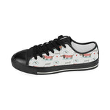 Cute dachshund bone pattern Kids' Boys' Girls' Low Top Canvas Shoes Black