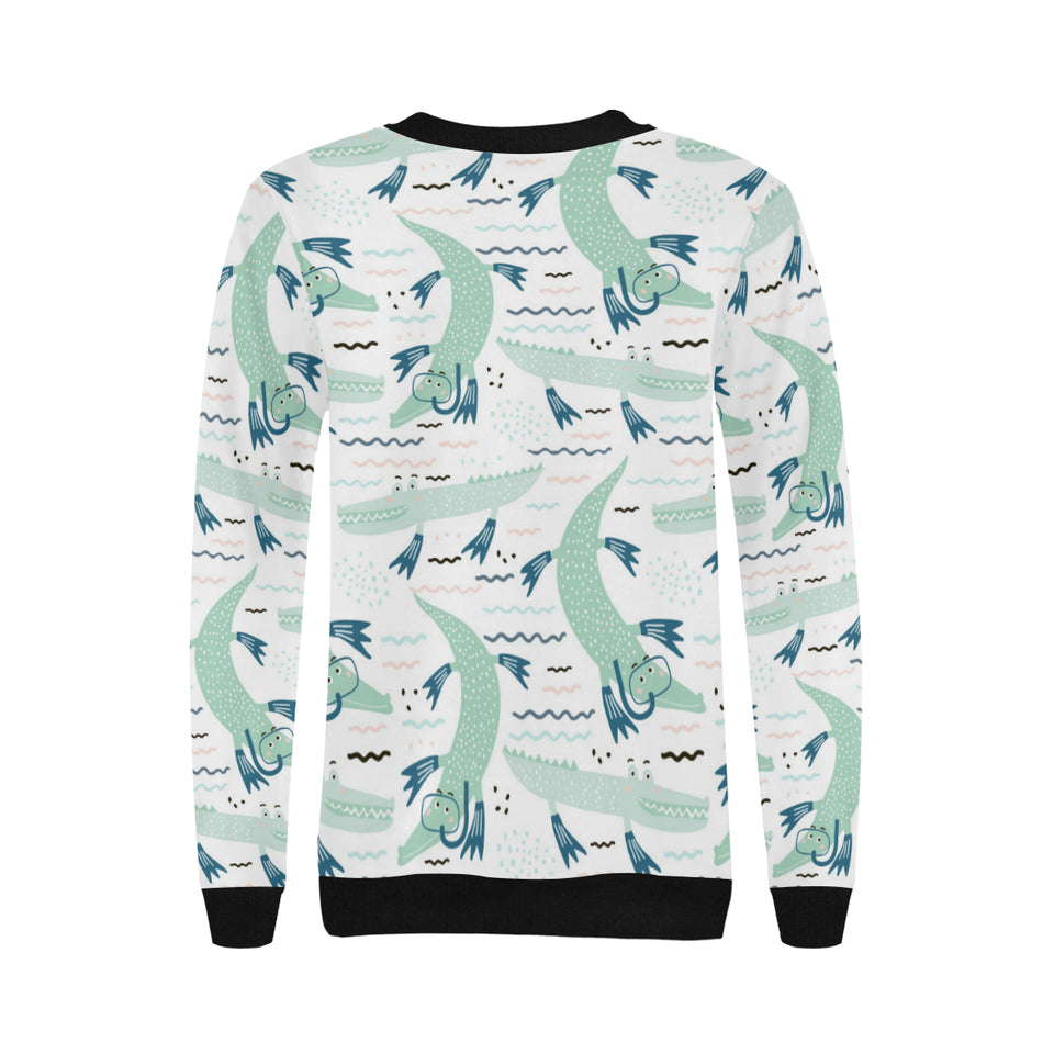 Crocodile diver pattern Women's Crew Neck Sweatshirt