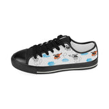 Watercolor helicopter cloud pattern Kids' Boys' Girls' Low Top Canvas Shoes Black