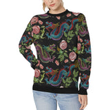 Dragons flower pattern Women's Crew Neck Sweatshirt