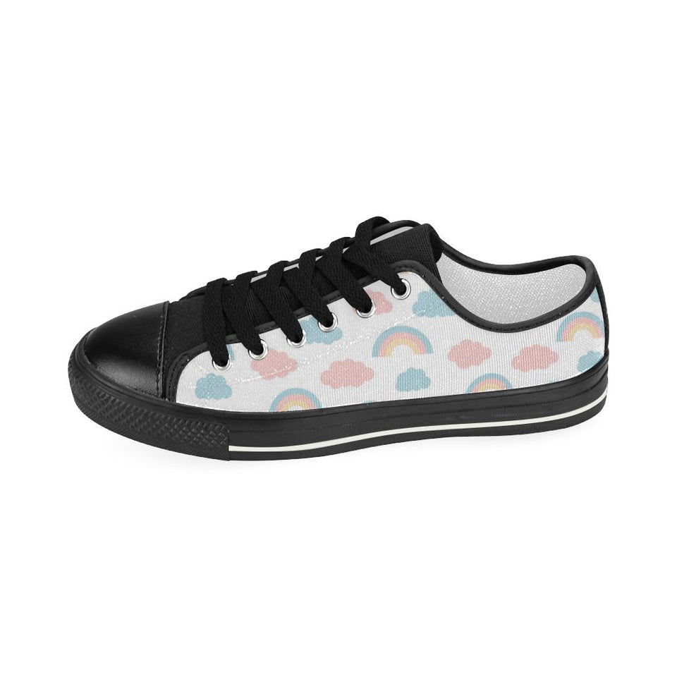 Cute rainbow clound pattern Kids' Boys' Girls' Low Top Canvas Shoes Black