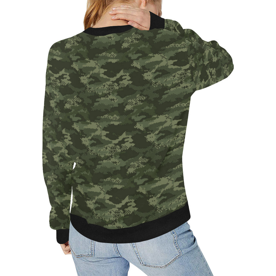 Digital Green camouflage pattern Women's Crew Neck Sweatshirt