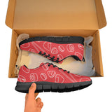 sushi pattern red background Women's Sneaker Shoes
