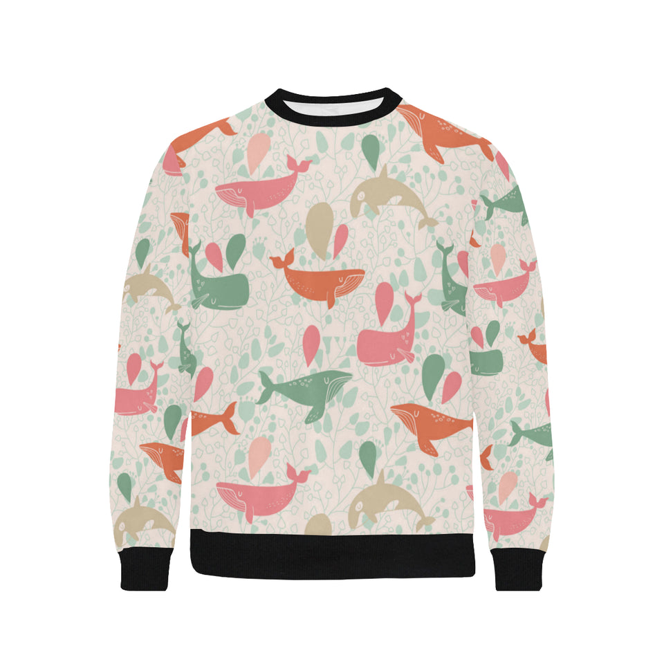 Cute whale pattern Men's Crew Neck Sweatshirt