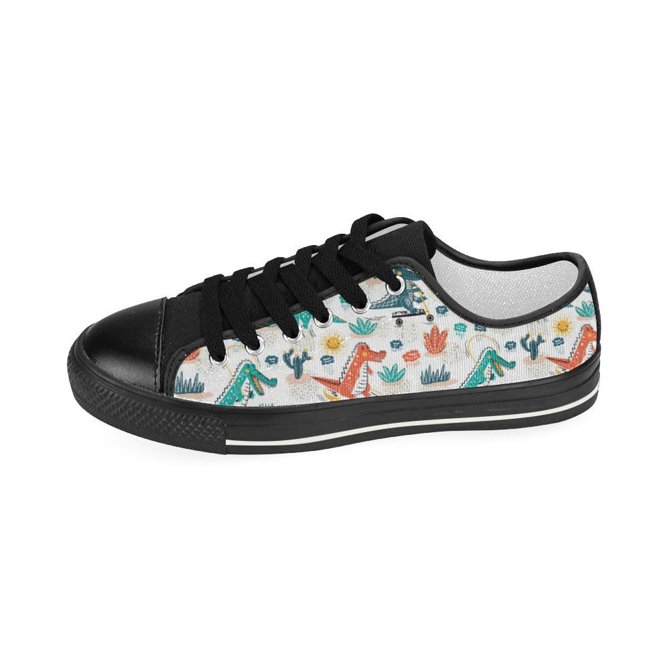 Cute Crocodile Pattern Kids' Boys' Girls' Low Top Canvas Shoes Black