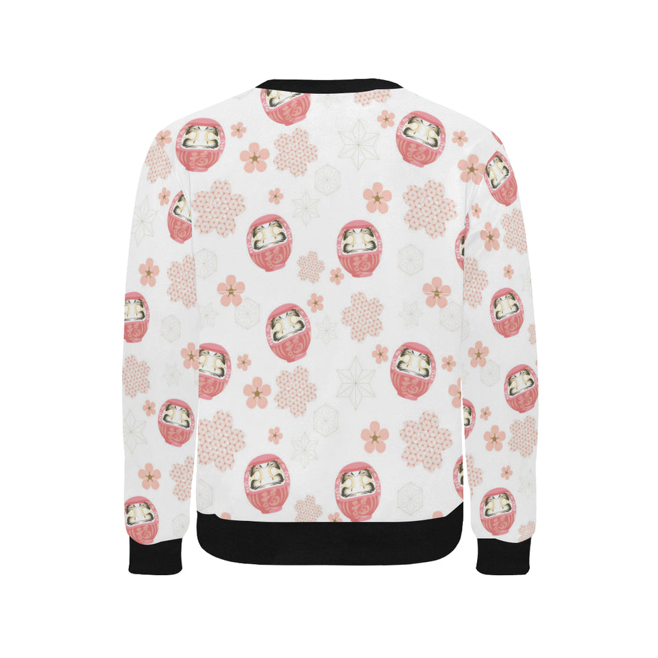 Daruma japanese wooden doll cherry blossom flower Men's Crew Neck Sweatshirt