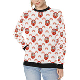 Daruma japanese wooden doll design pattern Women's Crew Neck Sweatshirt