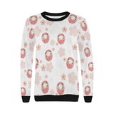 Daruma japanese wooden doll cherry blossom flower Women's Crew Neck Sweatshirt