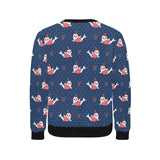 Cute sea lion seal christmas hat candy cane heart Men's Crew Neck Sweatshirt