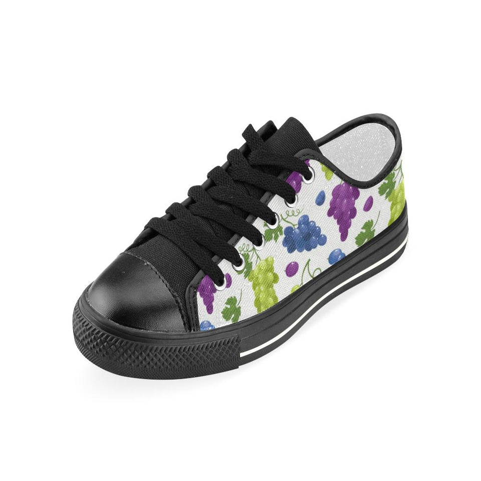 Grape pattern Kids' Boys' Girls' Low Top Canvas Shoes Black