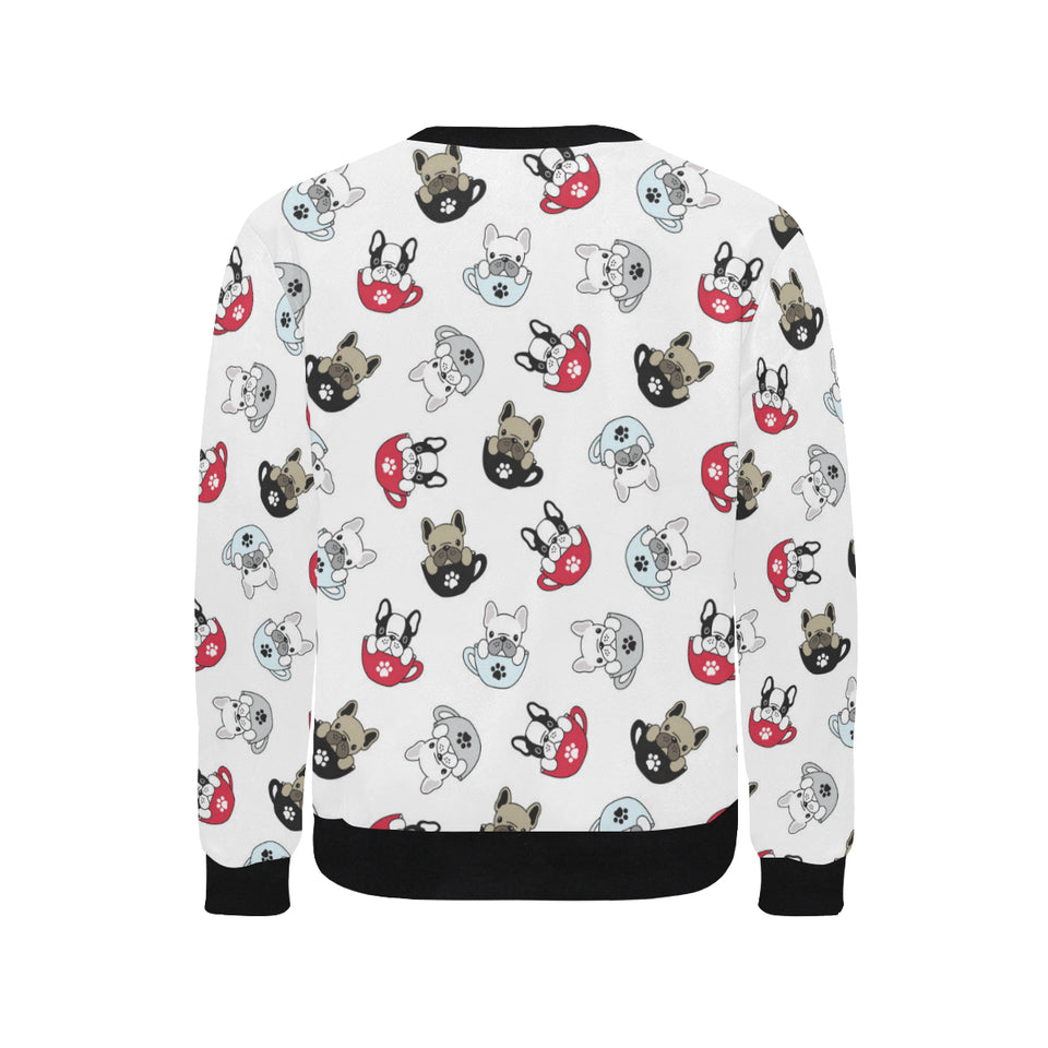 French bulldog cup paw pattern Men's Crew Neck Sweatshirt