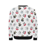 French bulldog cup paw pattern Men's Crew Neck Sweatshirt