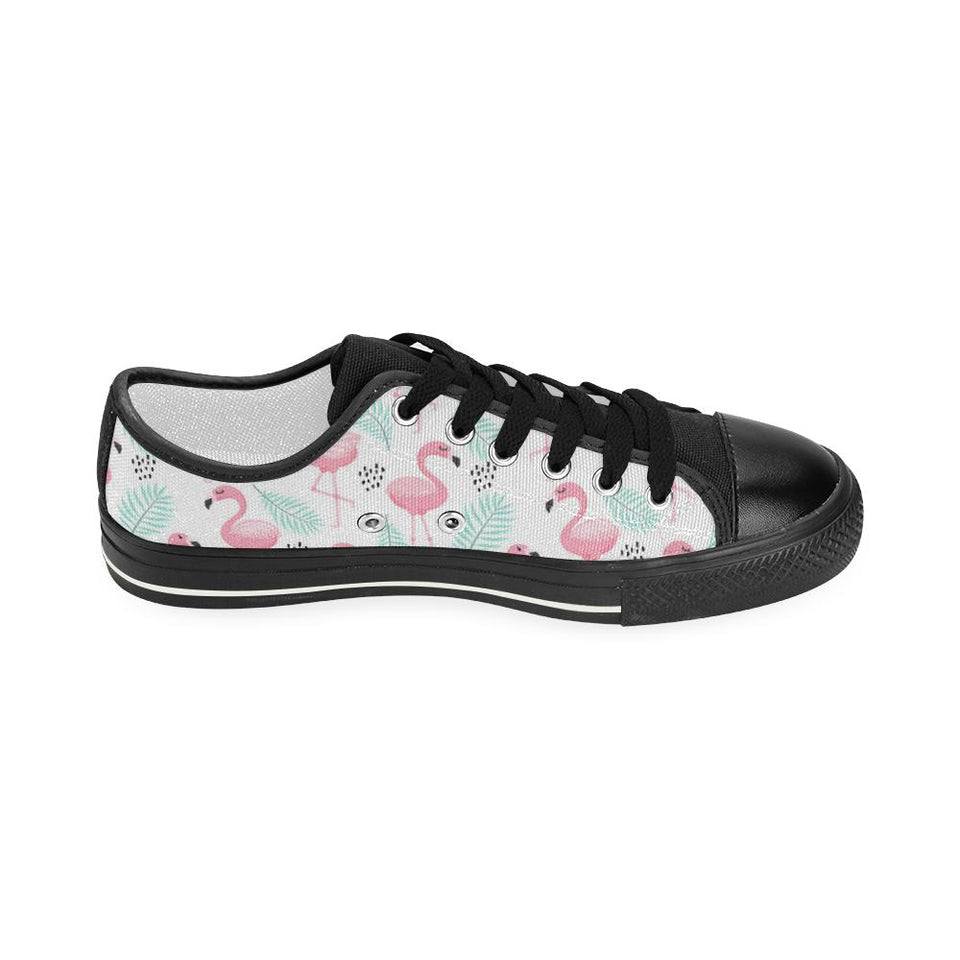 Cute flamingo pattern Kids' Boys' Girls' Low Top Canvas Shoes Black