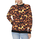 Fire flame dark pattern Women's Crew Neck Sweatshirt