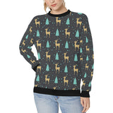 Deers star tree pattern Women's Crew Neck Sweatshirt