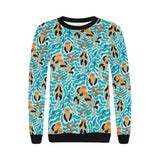 Cute sea otters fishe sea urchin pattern Women's Crew Neck Sweatshirt