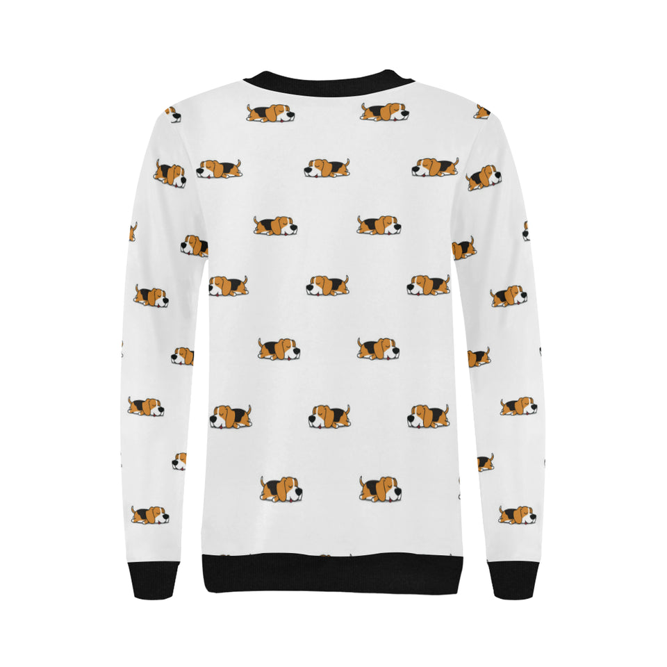 Cute beagle dog sleeping pattern Women's Crew Neck Sweatshirt