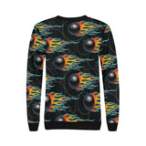 Bowling balls flame pattern Women's Crew Neck Sweatshirt