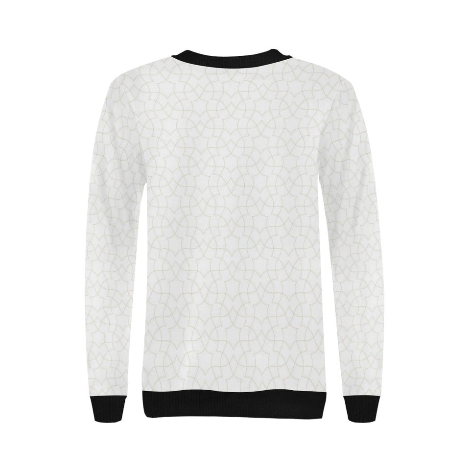 arabic white pattern Women's Crew Neck Sweatshirt