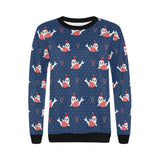 Cute sea lion seal christmas hat candy cane heart Women's Crew Neck Sweatshirt