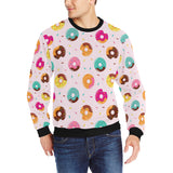 Donut pattern glaze pink background Men's Crew Neck Sweatshirt
