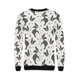 Boston terrier dog hearts vector pattern Women's Crew Neck Sweatshirt