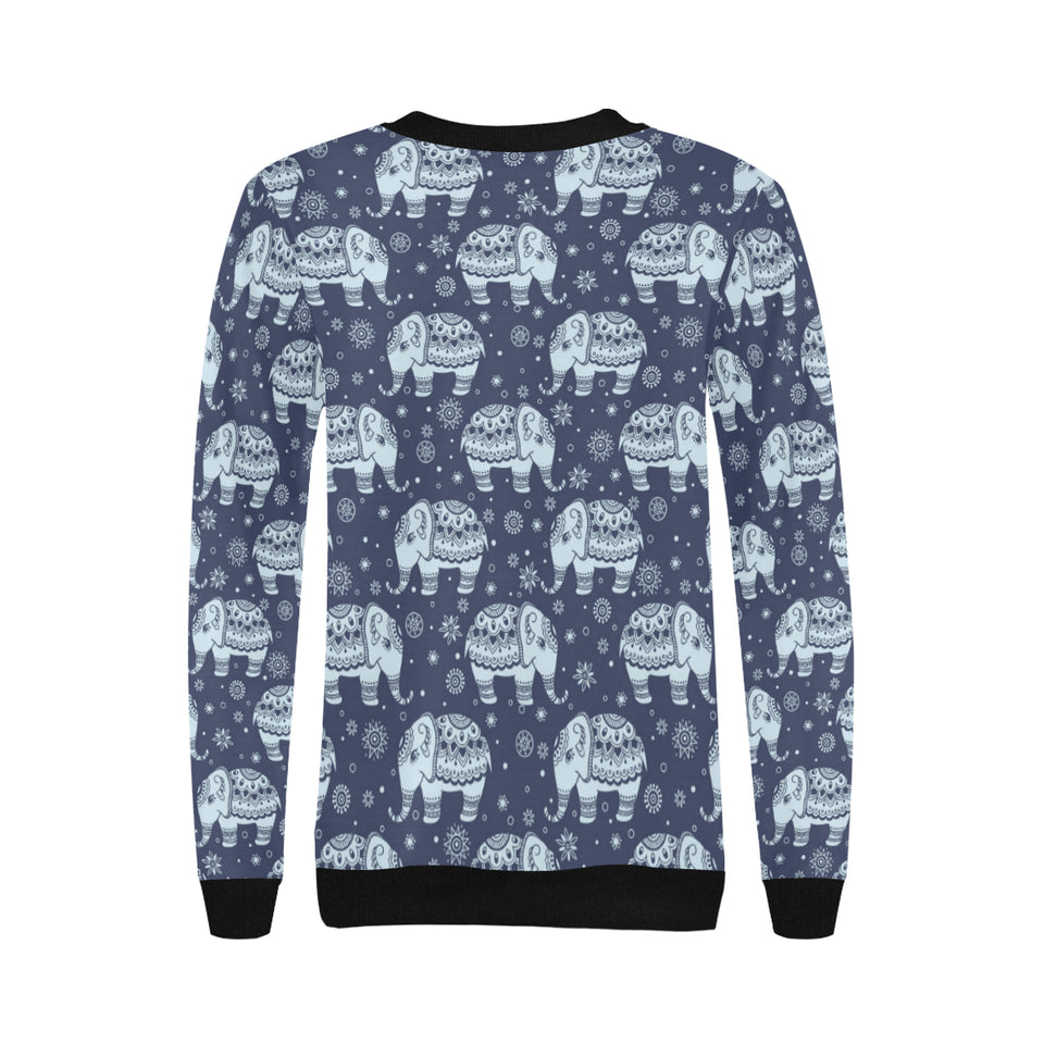 Elephant tribal design pattern Women's Crew Neck Sweatshirt