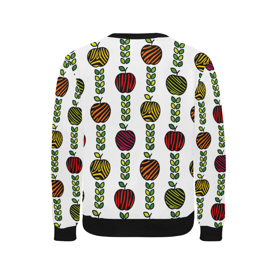 colorful apples leave zebra stripe Men's Crew Neck Sweatshirt