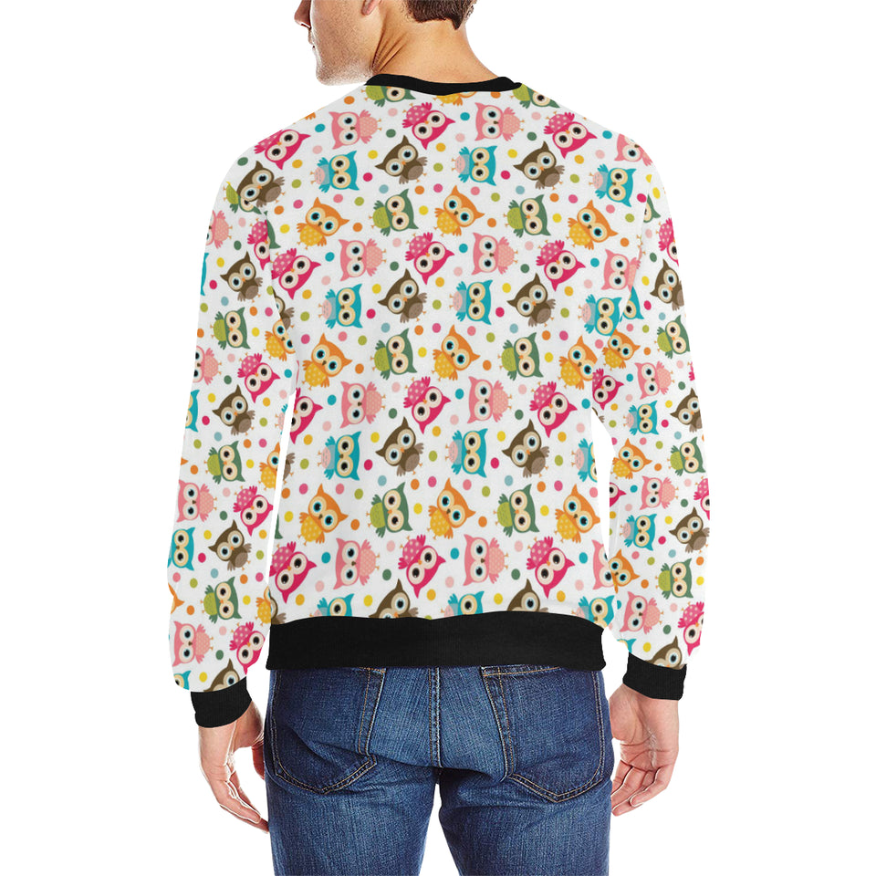 Color cute owl pattern Men's Crew Neck Sweatshirt