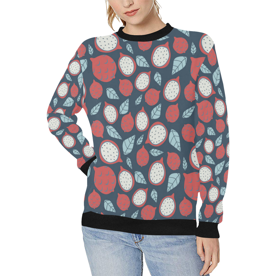 dragon fruits dark blue background Women's Crew Neck Sweatshirt