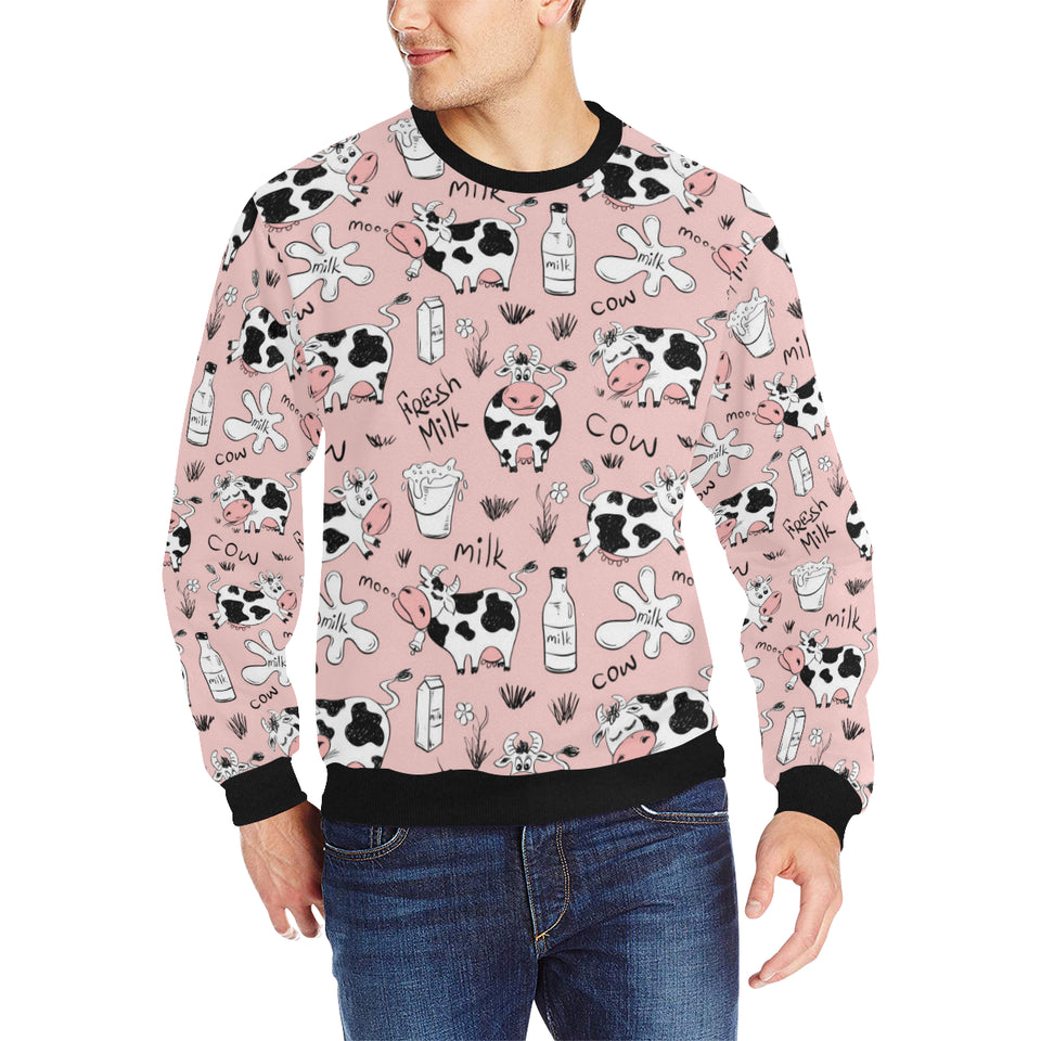Cows milk product pink background Men's Crew Neck Sweatshirt