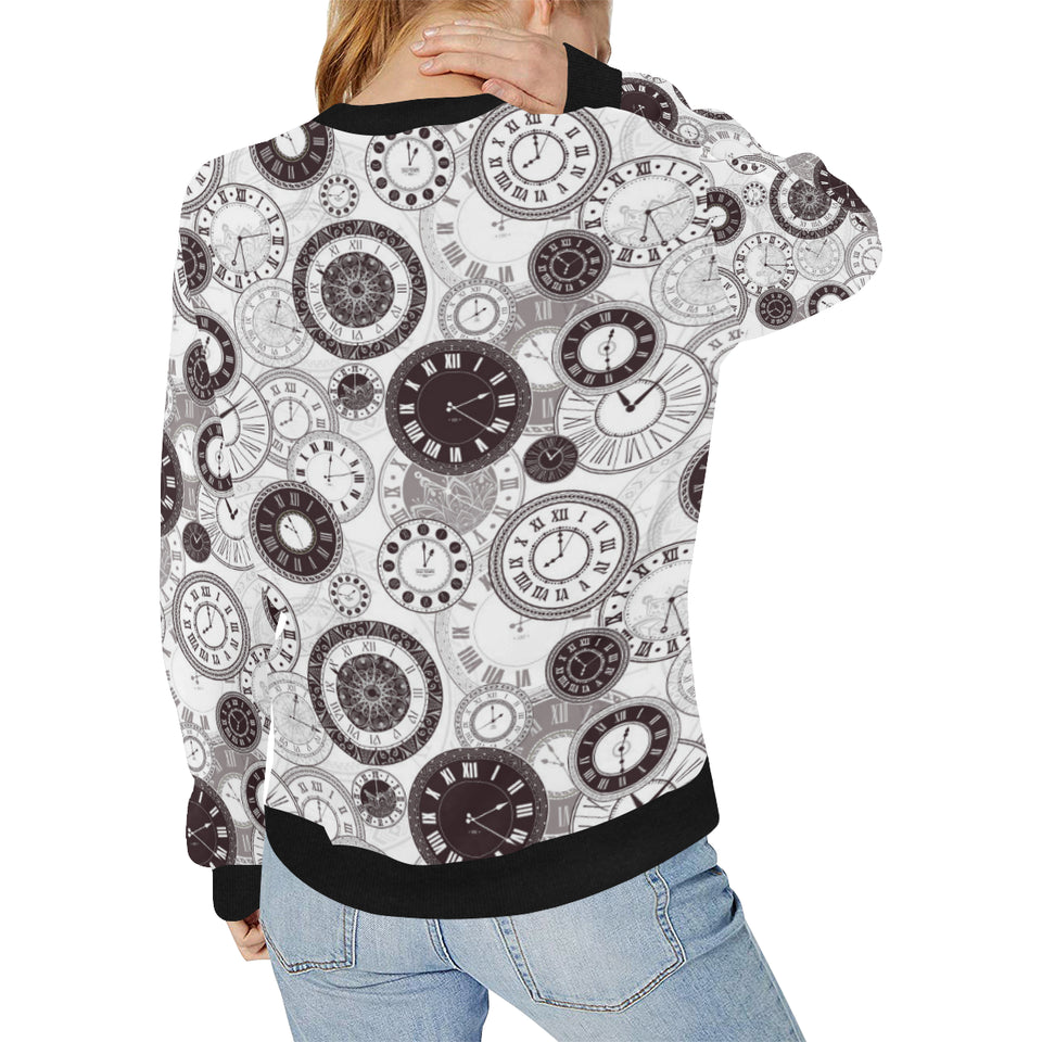 Classic vintage clock pattern Women's Crew Neck Sweatshirt