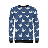 Cute white baby sea lion seal pattern Women's Crew Neck Sweatshirt