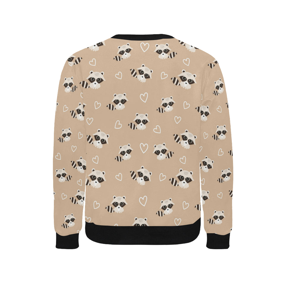 Cute raccoon heart pattern Men's Crew Neck Sweatshirt