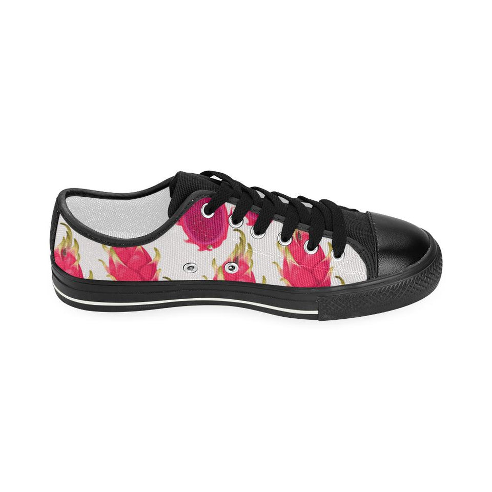dragon fruits design pattern Kids' Boys' Girls' Low Top Canvas Shoes Black