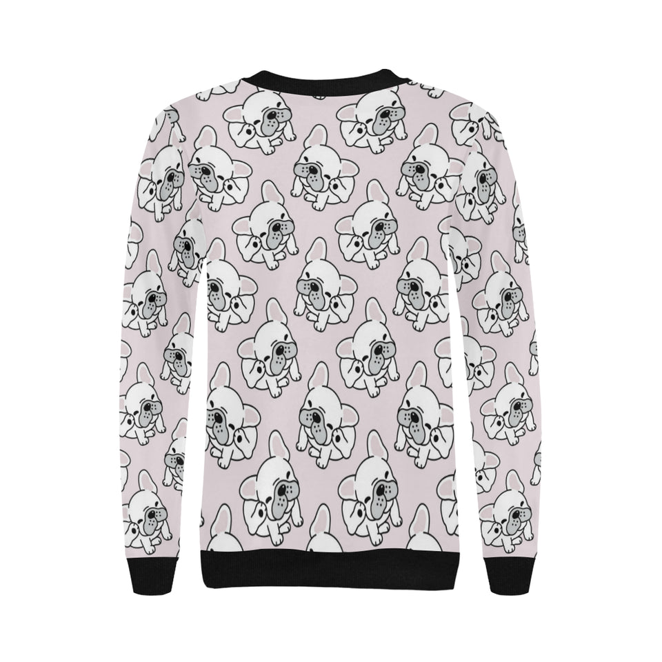 Cute french bulldog pattern Women's Crew Neck Sweatshirt